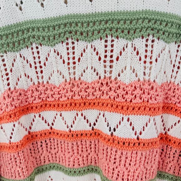 LOFT Pastel Pointelle Knit Oversized Sweater Cotton Blend Cozy Spring Vibe Sz XL - Picture 5 of 9